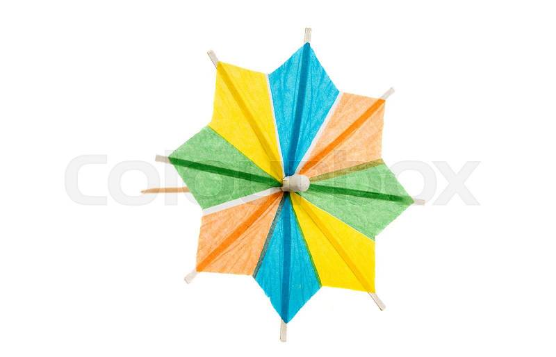 Cocktail umbrellas isolated on a white background, stock photo