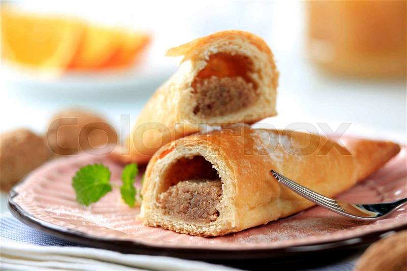 Sweet nut rolls, stock photo