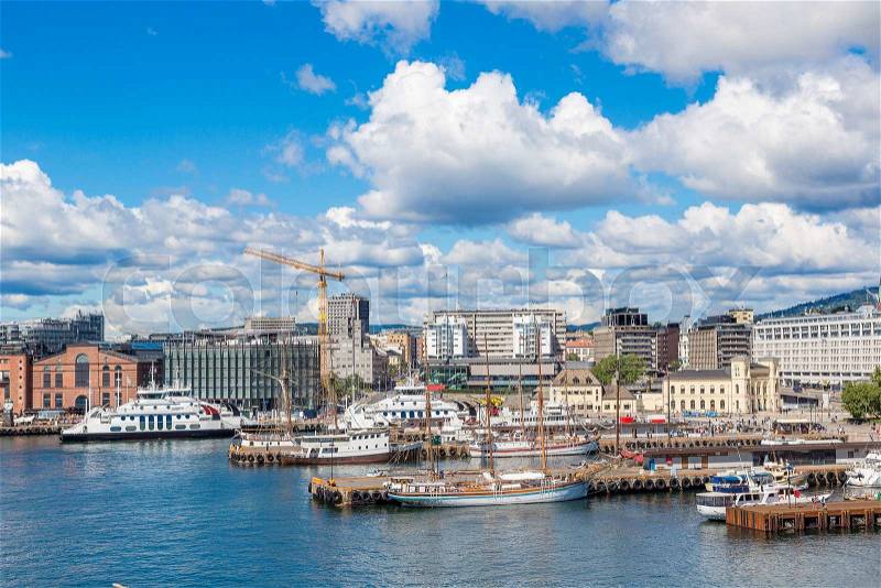 Oslo Norway harbor is one of Oslo\'s great attractions in a summer day, stock photo
