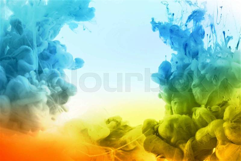 Acrylic colors in water. Abstract background, stock photo
