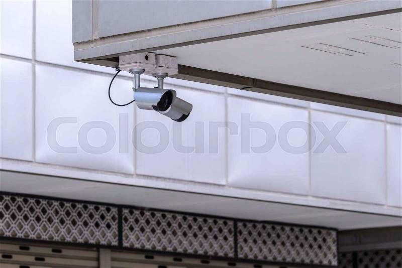 Security IR camera for monitor events in city, stock photo