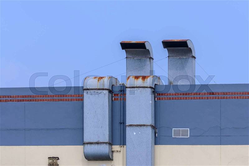Exhaust hood on the roof of factory, stock photo