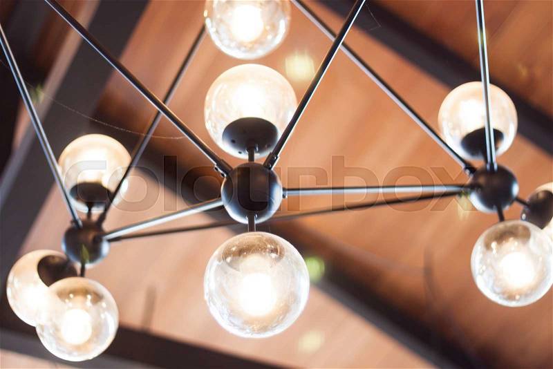 Beautiful light lamp decorated in coffee shop, stock photo, stock photo