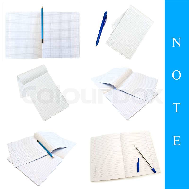 Set of different notes images over white background, stock photo