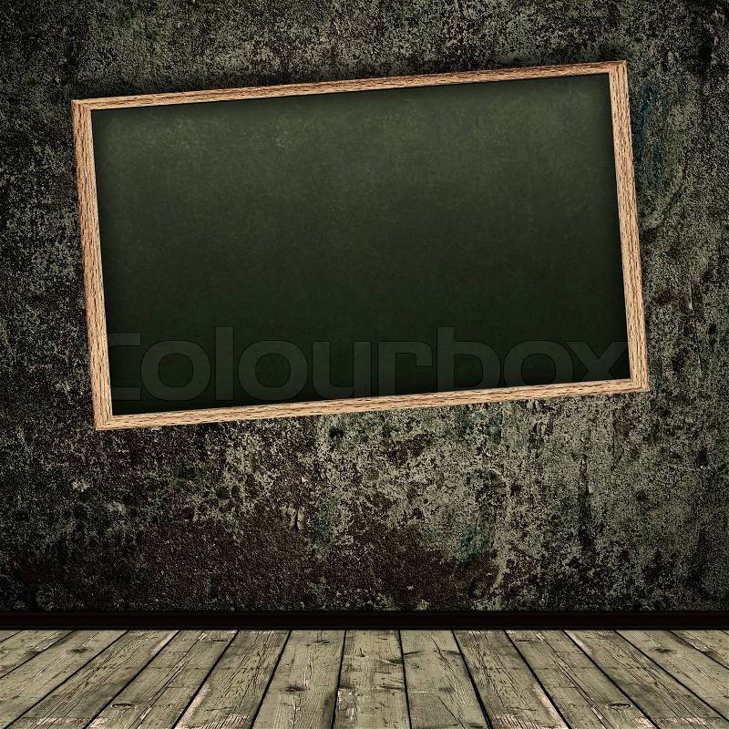 Photo of abstract grunge shabby interior with school blackboard, stock photo