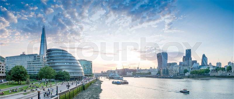 London. River Thames and modern skyline, stock photo