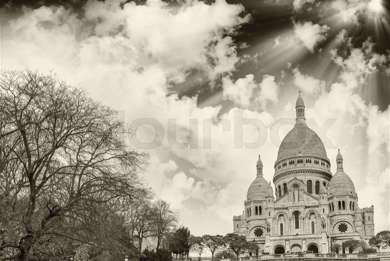 Sacred Heart Basilica, Paris, stock photo
