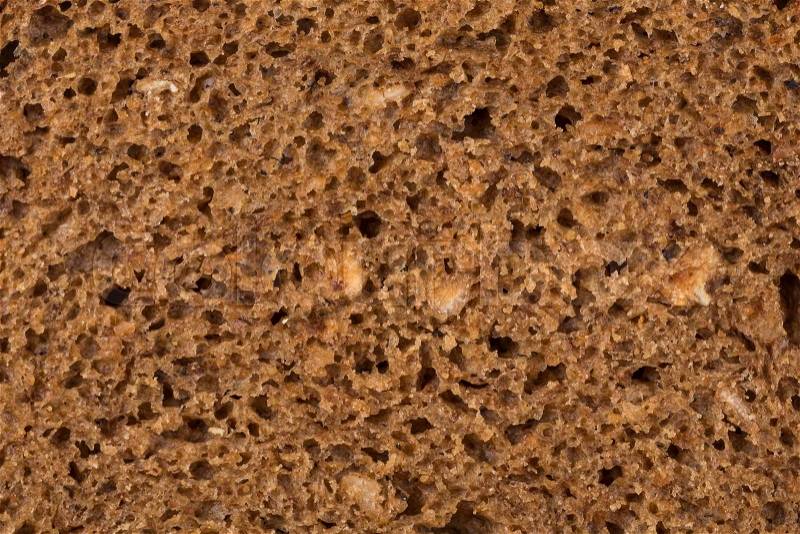 Detailed look at the rye bread texture, stock photo