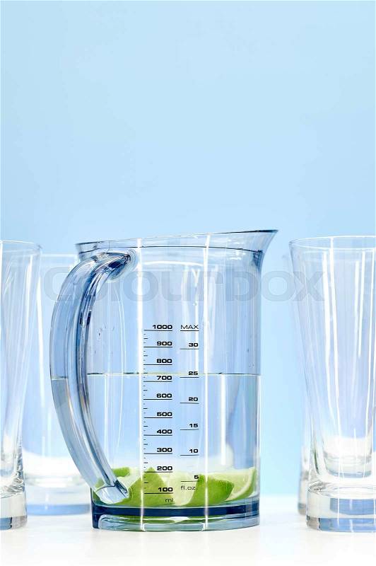 A studio photo of a tall water jug, stock photo