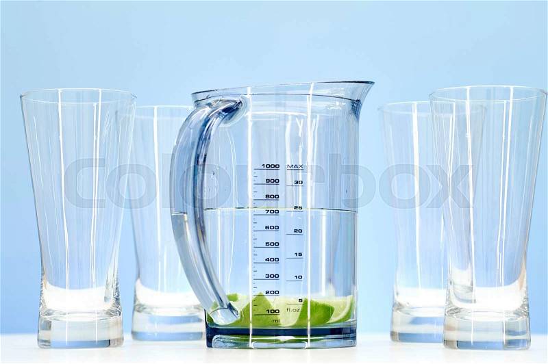 A studio photo of a tall water jug, stock photo