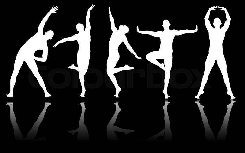 Silhouettes of dancers in dancing concept, stock photo