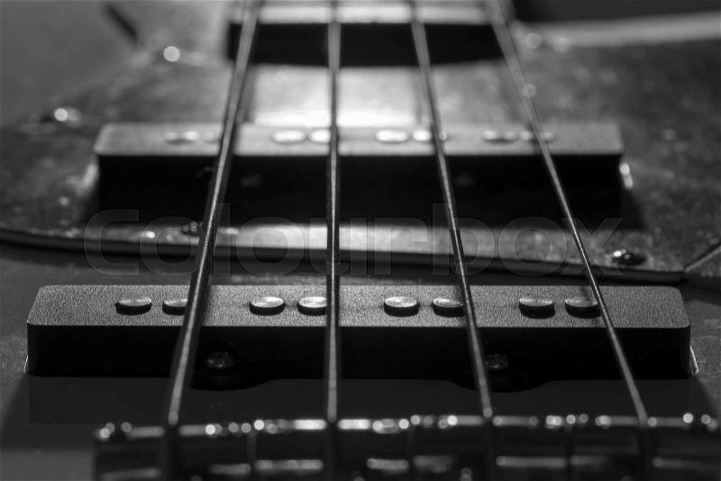 Bass Guitar Pickups Close up image, stock photo