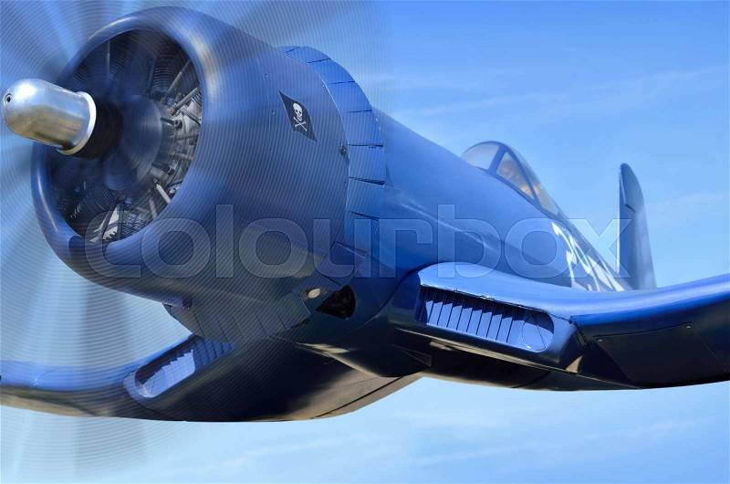 American blue carrier-based fighter, since World War II, stock photo