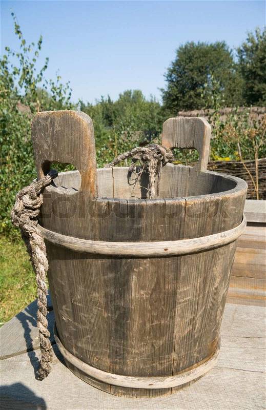 The old wood pail for water, stock photo
