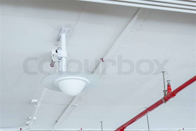 Cell mobile phone equipment antenna telecommunications transmitters wireless communication installed at ceiling, stock photo