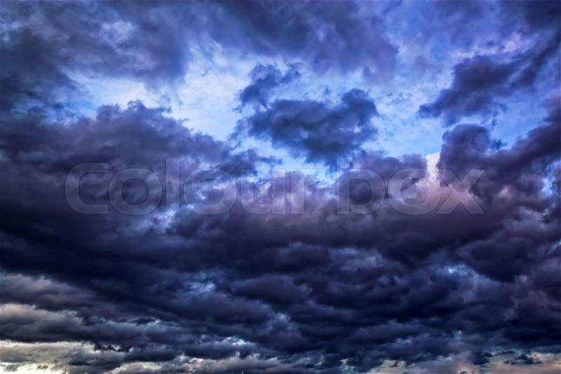 Dark sky with gloomy storm clouds, stock photo