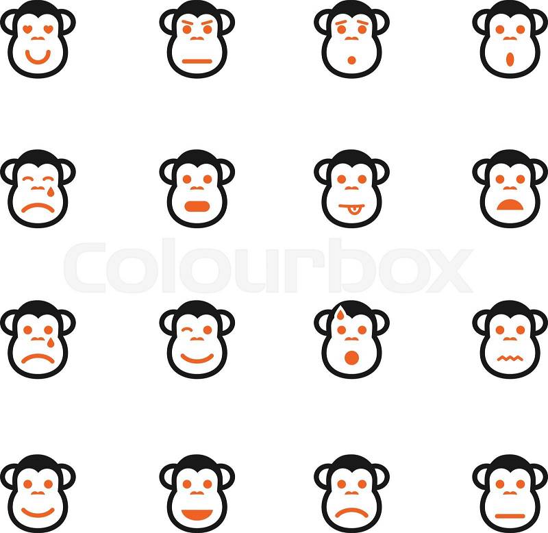 Monkey emotions simply symbol for web icons and user interface, vector