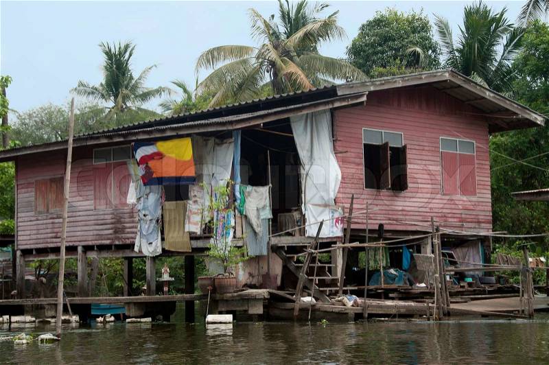 Old house near the river Klongs in Bangkok, stock photo