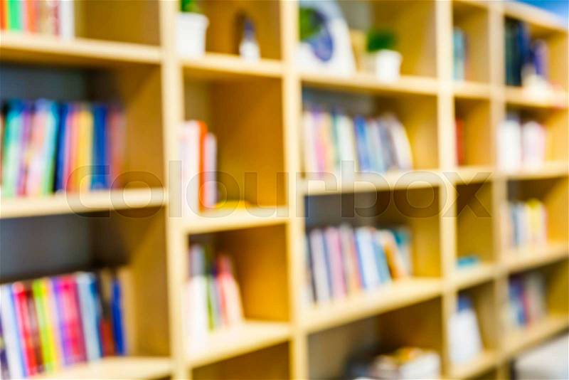 Abstract Blur book shelves, education concept, stock photo