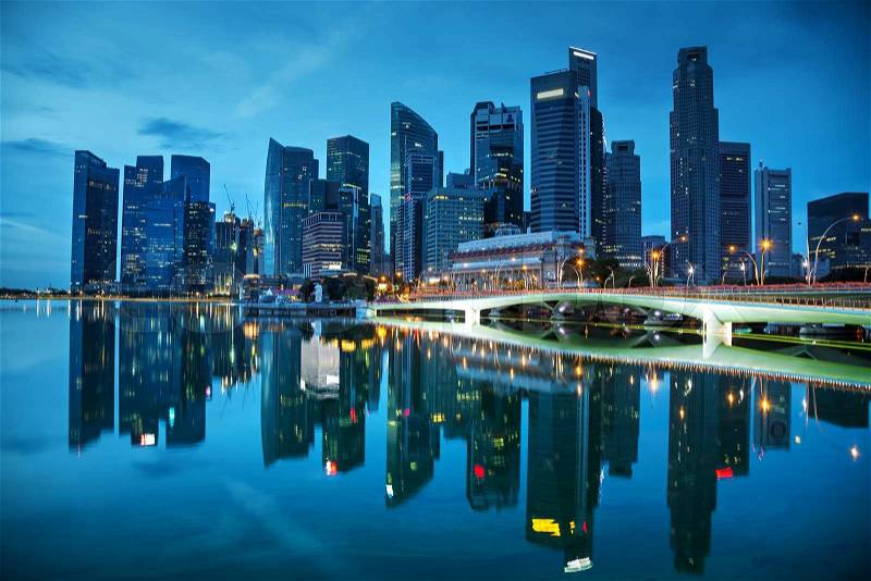 Singapore financial district at the sunset time, stock photo