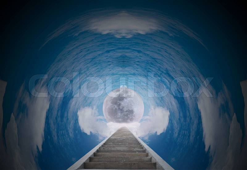 The shortcut to the moon with beautiful circle sky, stock photo