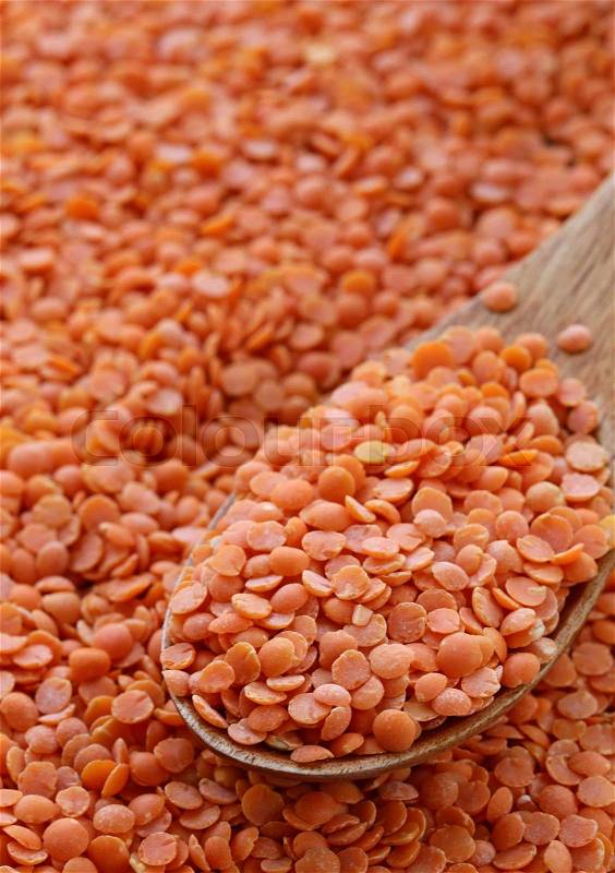 Natural organic red lentils for healthy food, stock photo