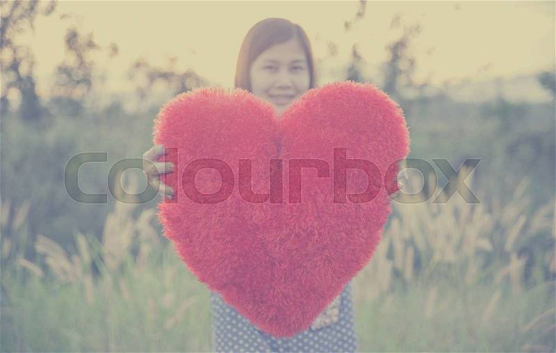 Women with Give love with heart,valentines day, stock photo