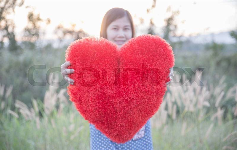 Women with Give love with heart,valentines day, stock photo