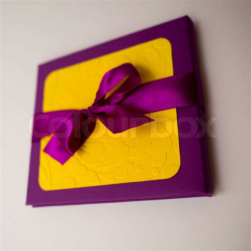 Present box and greeting card, stock photo