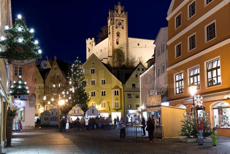 The center of the town of Fussen on the Romantische Strasse of Bavaria, Germany, stock photo