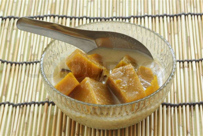 Pumpkin in coconut milk , Famous Thai dessert, stock photo
