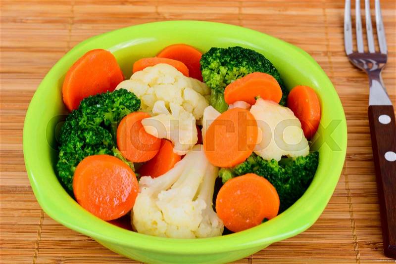 Vegetable Plate: Broccoli and Carrots. Diet Fitness Nutrition. Studio Photo, stock photo