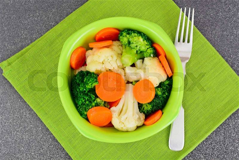 Vegetable Plate: Broccoli and Carrots. Diet Fitness Nutrition. Studio Photo, stock photo