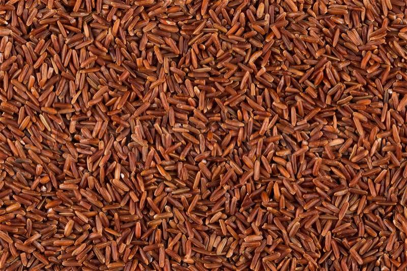 Close up of background of raw red rice, stock photo