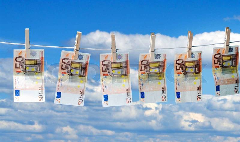 Money Laundry, 50 euro bills, stock photo