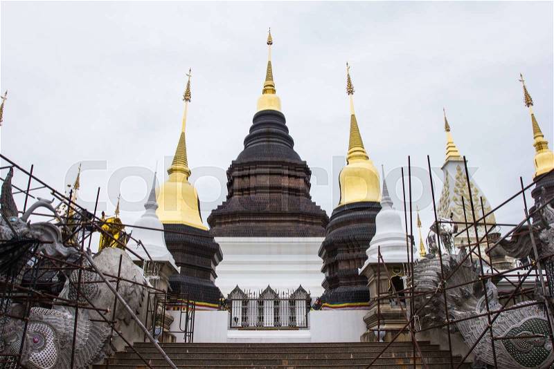 Beautiful place of worship with religious teachings in Chiangmai Thailand, Wat Baan Den, stock photo