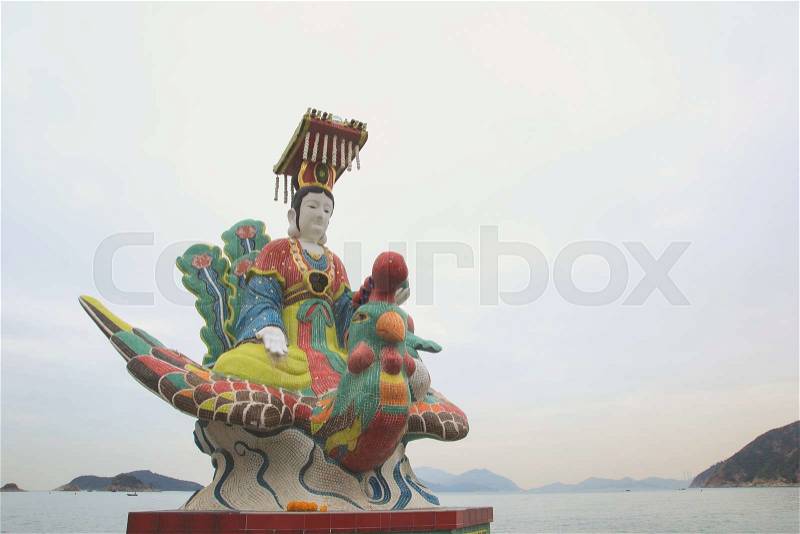 HONGKONG - DEC 7,2015 : Kwun Yam Shrine in Located at the southeastern end of Repulse Bay is a quaint Taoist temple which is popular for its colorful mosaic statues of Chinese mythology deities, stock photo