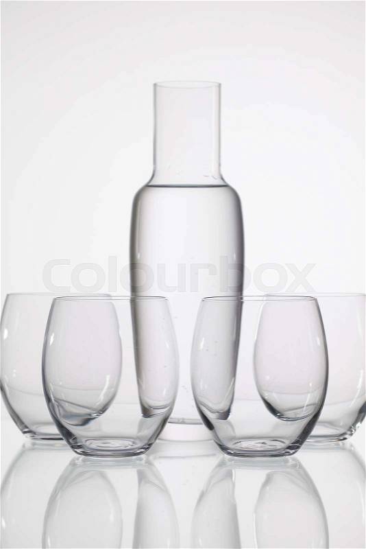 Glasses of water on the glass table, stock photo