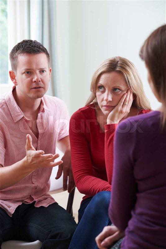 Couple Discussing Problems With Relationship Counsellor, stock photo