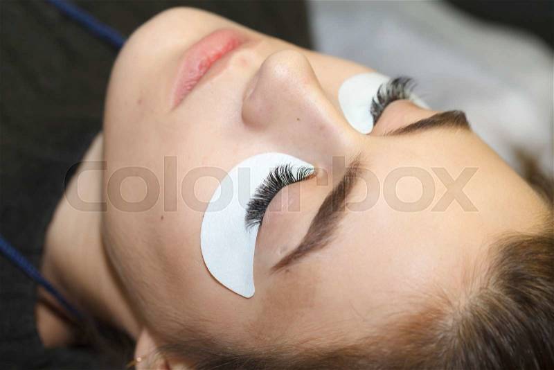 Eyelash extension close-up , beauty and body care background, stock photo