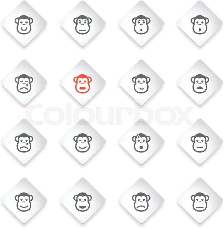 Monkey emotions simply symbol for web icons and user interface, vector
