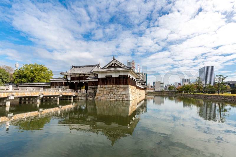 Gate of Hiroshima castle Japan, stock photo