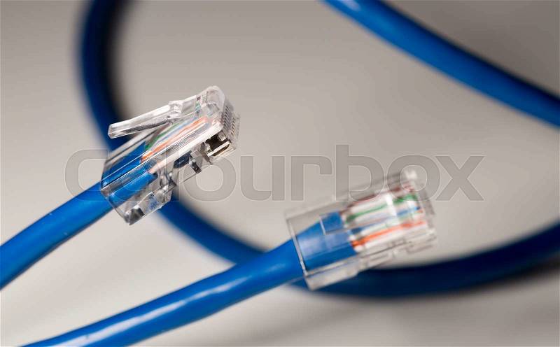 Blue Ethernet Cable Close Up, stock photo