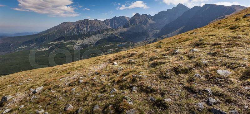 View from Kasprowy Wierch Summit in the Polish Tatra Mountains, stock photo