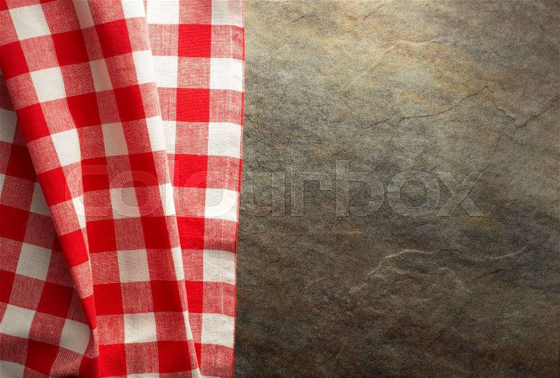 Checked cloth napkin at table, stock photo