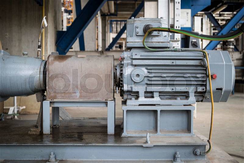Induction motor with Centrifugal pumps in chemical industrial plant, stock photo