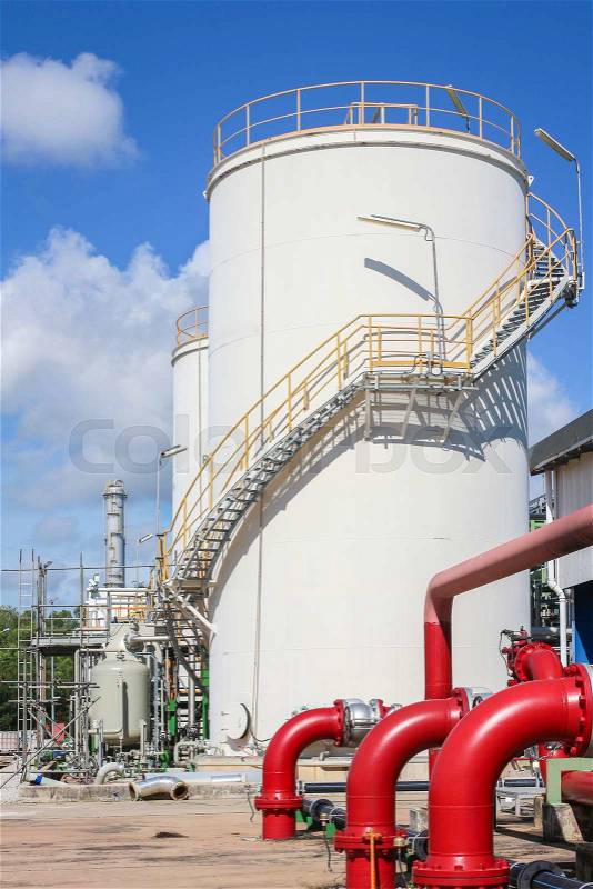 Chemical tank with blue sky , Eastern industrial of Thailand, stock photo