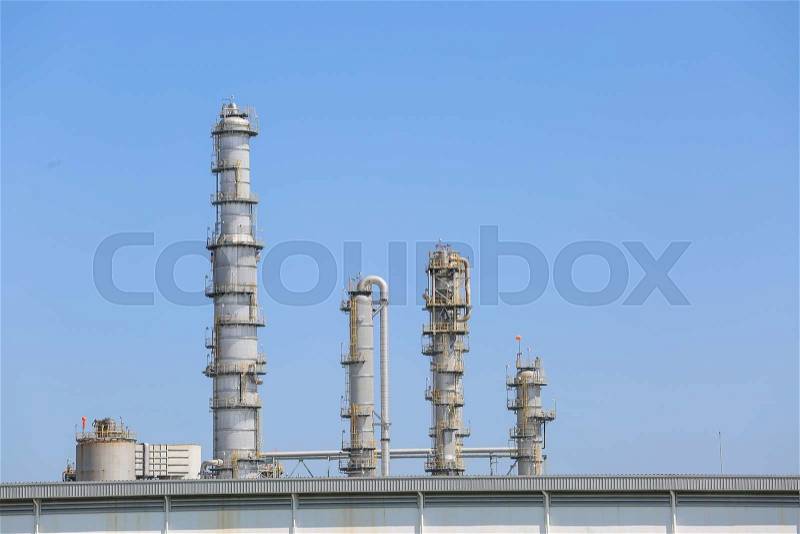 Chemical industrial plant with blue sky , Eastern industrial in Thailand, stock photo