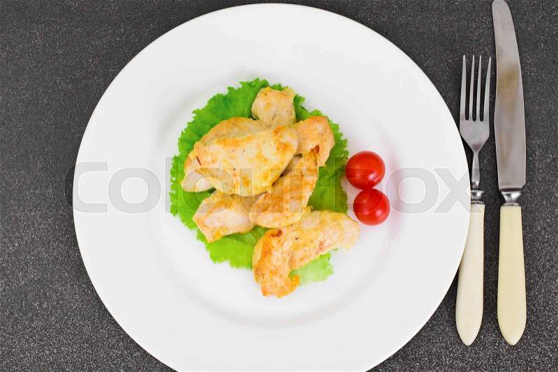 Piece Turkey in Spices for Grilling on Plate. Studio Photo, stock photo