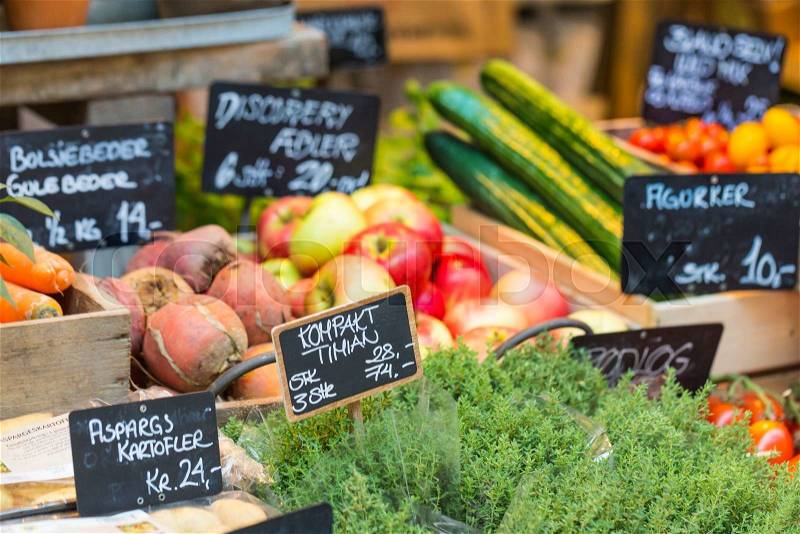 Fresh and organic vegetables at farmers market , stock photo
